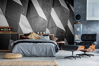 Флізелінові геометричні фото шпалери Абстракція Мінімалізм 254x184 см Чорно-білі 3Д фігури (12678V4)+клей - вид 8 мініатюра