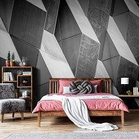 Флізелінові геометричні фото шпалери Абстракція Мінімалізм 254x184 см Чорно-білі 3Д фігури (12678V4)+клей - вид 9 мініатюра