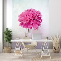Флізелінові фото шпалери з квітами на стіну 184x254 см Рожева гортензія (12692V4A)+клей - вид 6 мініатюра
