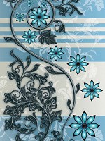 Флизелиновые фотообои 206x275 см Голубые цветы на серо-голубом фоне (1270VEA) +клей