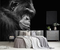 3д флизелиновые фотообои животные 312x219 см Черно-белая шимпанзе (12713VEXXL) +клей