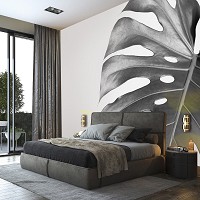 Флизелиновые фото обои 254x184 см Большой черно-белый лист (12730V4)+клей