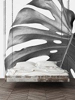 Флизелиновые фотообои 368x254 см Большой черно-белый лист (12730V8) +клей