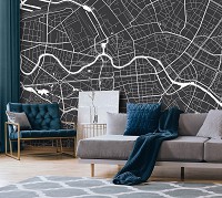Флизелиновые черно-белые фотообои город 416x254 см Карта Берлина (12731VEXXXL) +клей