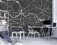 Флизелиновые черно-белые фотообои город на стену 416x290 см Карта Берлина (12731VEXXXXL) +клей
