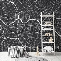 Флизелиновые черно-белые фотообои город 368x254 см Карта Берлина (12731V8) +клей