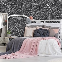 Флизелиновые черно-белые фотообои город 416x254 см Карта Парижа (12733VEXXXL) +клей