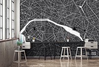 Улица флизелиновые фотообои Карта Парижа (12733V)+клей