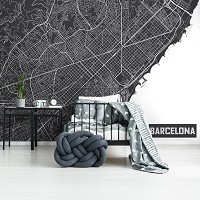 Флизелиновые фото обои улица города 254x184 см Карта Барселоны (12745V4)+клей