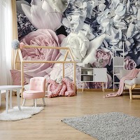 Флизелиновые 3д фотообои 368x254 см Пастельные цветы в светлых тонах (12746V8) +клей