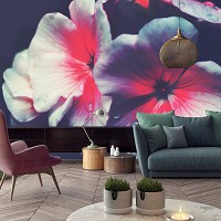 Флизелиновые фотообои 368x254 см 3Д Нежный цветок на пепельно-сером фоне (12755V8) +клей