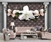 Флізелінові фотошпалери 416x254 см 3Д Стіна з колонами та квітами (12791VEXXXL) +клей - вид 7 мініатюра