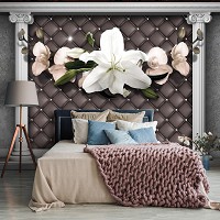 Цветы флизелиновые фотообои 3Д Стена с колоннами (12791V)+клей