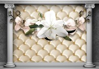 Флизелиновые 3D фотообои цветы Стена с колоннами (12792V)+клей - вид 1 миниатюра