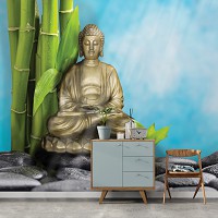 Красиві флізелінові 3д фотошпалери 416x254 см Будда бамбук і каміння (12794VEXXXL) +клей