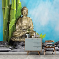 Флізелінові фотошпалери Хмари Будда бамбук та каміння (12794V)+клей - вид 7 мініатюра