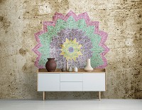 Флизелиновые фотообои геометрия 416x254 см Разноцветная мандала на бетоне (12795VEXXXL) +клей