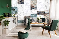 Флизелиновые фотообои в спальню 368x280 см Строгая геометрия мрамора (12796V10) +клей