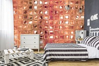 Фотообои флизелиновые 254x184 см 3Д Стеклянные квадратики (12797V4)+клей