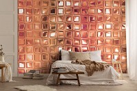 Флизелиновые фотообои на всю стену 416x254 см 3Д Стеклянные квадратики (12797VEXXXL) +клей