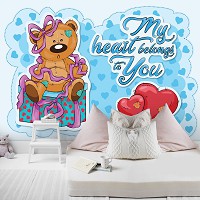 Флизелиновые детские фотообои для маленьких 460x300 см Тедди мишка Мое сердце принадлежит тебе (12800V12) +клей