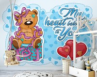 Флизелиновые детские фотообои для маленьких 312x219 см Тедди мишка Мое сердце принадлежит тебе (12800VEXXL) +клей