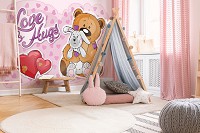 Флизелиновые детские фотообои для маленьких 312x219 см Плюшевый мишка с кроликом (12801VEXXL) +клей