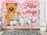 Флизелиновые детские фотообои для маленьких сердечки 460x300 см Свободные объятия (12802V12) +клей