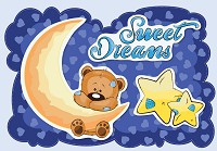 Флизелиновые фото обои с сердцем Для Детей Небо Мишка Луна Звезды 254x184 см Сладкие сны (12803V4)+клей - вид 1 миниатюра