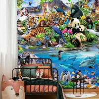 Флизелиновые фото обои забавные животные 368x254 см (12843V8)+клей