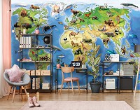 Флізелінові фото шпалери в дитячу картку світу 312x219 см Тварини (12844VEXXL)+клей - вид 6 мініатюра