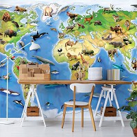 Флізелінові фото шпалери в дитячу картку світу 312x219 см Тварини (12844VEXXL)+клей - вид 7 мініатюра