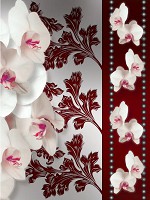 Флизелиновые фотообои 3д в спальню 206x275 см Бело-красные элегантные орхидеи (1287VEA)+клей