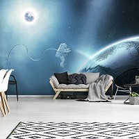 Флизелиновые красивые фото обои звездного неба Астронавт Планета Земля 254x184 см Космонавт в космосе (12889V4)+клей