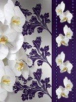 Зд флизелиновые фотообои в спальню 206x275 см Белые элегантные орхидеи (1289VEA)+клей