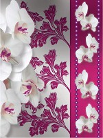 Квартира флизелиновые фотообои в зал 184x254 см 3Д Бело-красные элегантные орхидеи (1290V4A)+клей