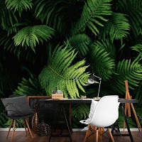 Флізелінові фотошпалери до спальні над ліжком 312x219 см 3Д Природа Листя Ботаніка (12914VEXXL) +клей