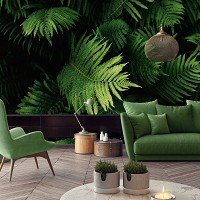 Флізелінові фотошпалери до спальні над ліжком 312x219 см 3Д Природа Листя Ботаніка (12914VEXXL) +клей - вид 10 мініатюра