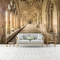 Флизелин - комната с фотообоями город 368x254 см 3Д Старые арки и колонны (12916V8)+клей