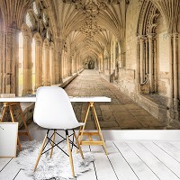 Флизелиновые фото обои города 312x219 см 3Д Старые арки и колонны (12916VEXXL)+клей