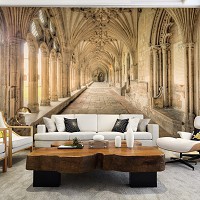 Флизелиновые фото обои город 254x184 см 3Д Старые арки и колонны (12916V4)+клей