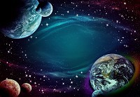 Флизелиновые фото обои звездное небо на стену Космос Луна Галактика 254x184 см Планеты и звезды (12918V4)+клей - вид 1 миниатюра