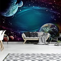 Флизелиновые фото обои Космос Луна Галактика 312x219 см Планеты и звезды (12918VEXXL)+клей