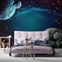 Флізелінові фото шпалери зоряне небо на стіну Космос Місяць Галактика 254x184 см Планети та зірки (12918V4)+клей - вид 8 мініатюра