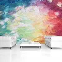 Флизелиновые фото обои цветные мазки 312x219см Абстрактное искусство написанное разноцветными красками (12921VEXXL)+клей