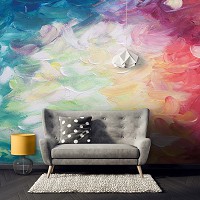 Флизелиновые фото обои цветные мазки 254x184 см Абстрактное искусство написанное разноцветными красками (12921V4)+клей
