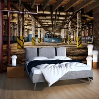 Флизелиновые фотообои город на стену стиль лофт 312x219 см 3D Старый заброшенный завод (12922VEXXL) +клей