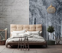 Флизелиновые фотообои Природа Деревья Снег 206x275 см Зима в лесу (12923VEA)+клей