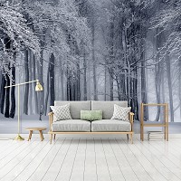 Флизелиновые фотообои Природа Деревья Снег 368x254 см Зима в лесу (12923V8)+клей