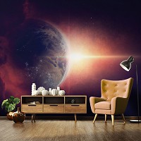 Флизелиновые фото обои звездное небо 254x184 см Земля в космосе (12924V4)+клей